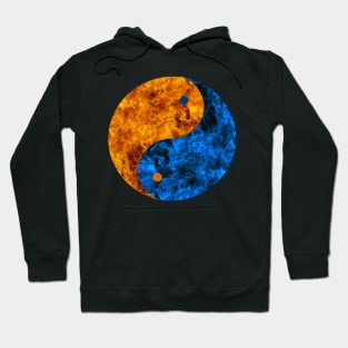 Blue And Orange Fire Yin Yang Hoodie